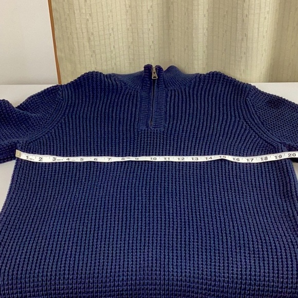 NWT L.L. Bean Mens Size Med. Tall Waffle Knit Sweater. Navy Blue. - Picture 6 of 8